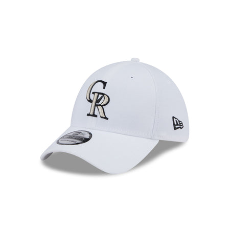 Colorado Rockies Optic White 39THIRTY Stretch Fit Hat