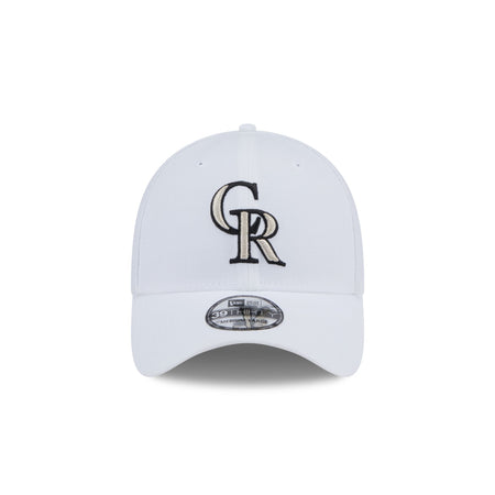 Colorado Rockies Optic White 39THIRTY Stretch Fit Hat