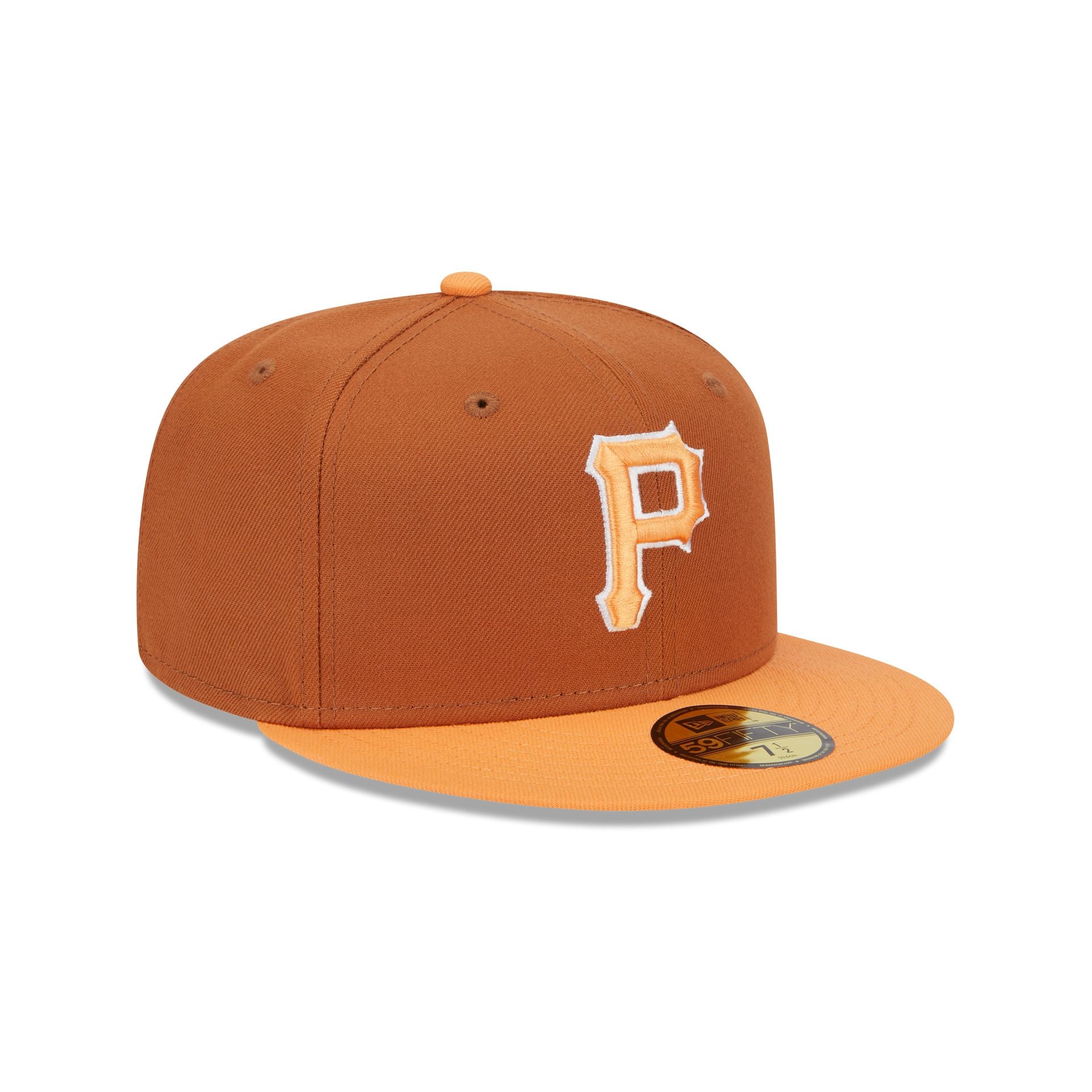 Men s New Era Brown Orange Pittsburgh Pirates Spring Color Basic Two Tone 59FIFTY Fitted Hat