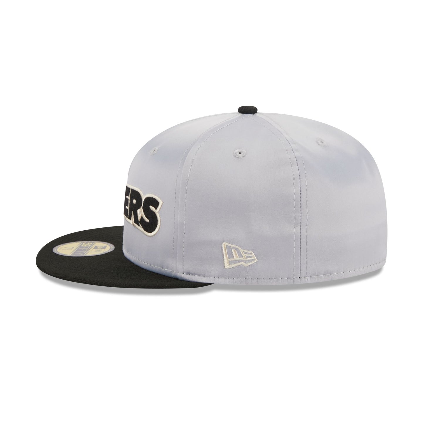 Las Vegas Raiders Satin 59FIFTY Fitted Hat, Gray - Size: 7 3/4, NFL by New Era