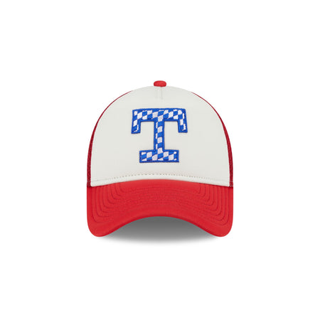 Texas Rangers Checkered Flag 9FORTY A-Frame Trucker Hat