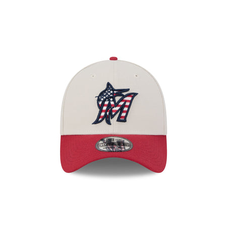 Miami Marlins Independence Day 2024 39THIRTY Stretch Fit Hat