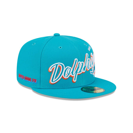 Miami Dolphins Script Sided 59FIFTY Fitted Hat