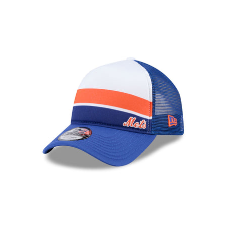 New York Mets Color Block 9FORTY A-Frame Trucker Snapback Hat