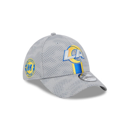 Los Angeles Rams 2024 Sideline Gray 39THIRTY Stretch Fit Hat