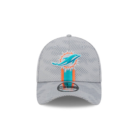 Miami Dolphins 2024 Sideline Gray 39THIRTY Stretch Fit Hat