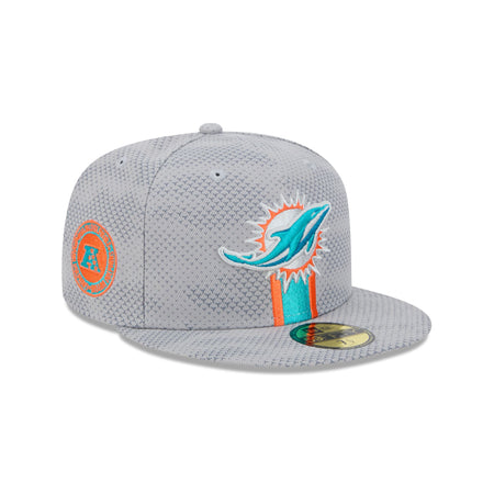 Miami Dolphins 2024 Sideline Gray 59FIFTY Fitted Hat