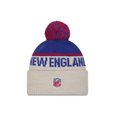 New England Patriots 2024 Cold Weather Historic Pom Knit Hat