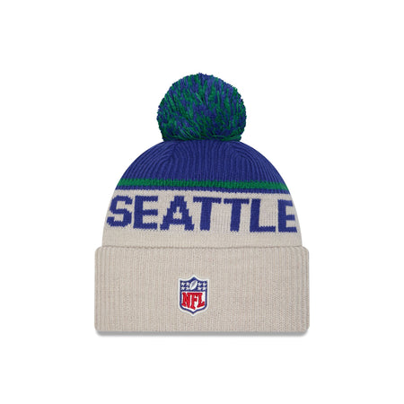 Seattle Seahawks 2024 Cold Weather Historic Pom Knit Hat