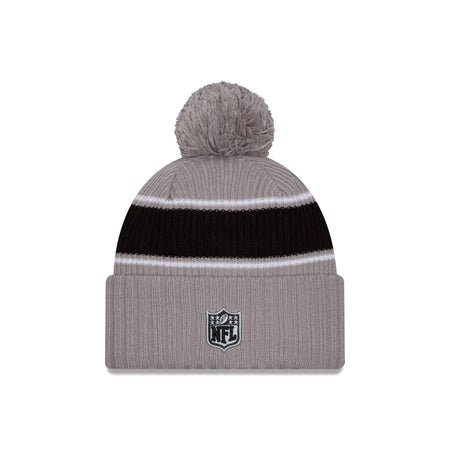 Las Vegas Raiders 2024 Cold Weather Gray Pom Knit Hat