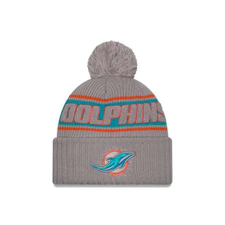 Miami Dolphins 2024 Cold Weather Gray Pom Knit Hat