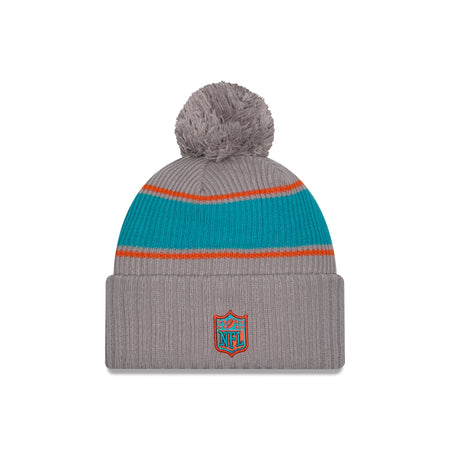 Miami Dolphins 2024 Cold Weather Gray Pom Knit Hat