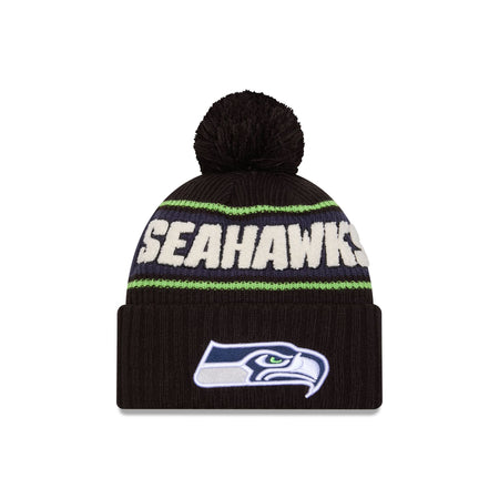 Seattle Seahawks 2024 Cold Weather Black Pom Knit Hat