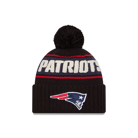 New England Patriots 2024 Cold Weather Black Pom Knit Hat