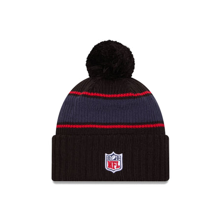 New England Patriots 2024 Cold Weather Black Pom Knit Hat