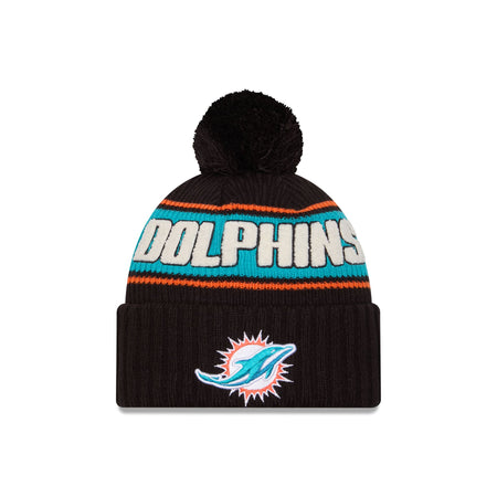 Miami Dolphins 2024 Cold Weather Black Pom Knit Hat