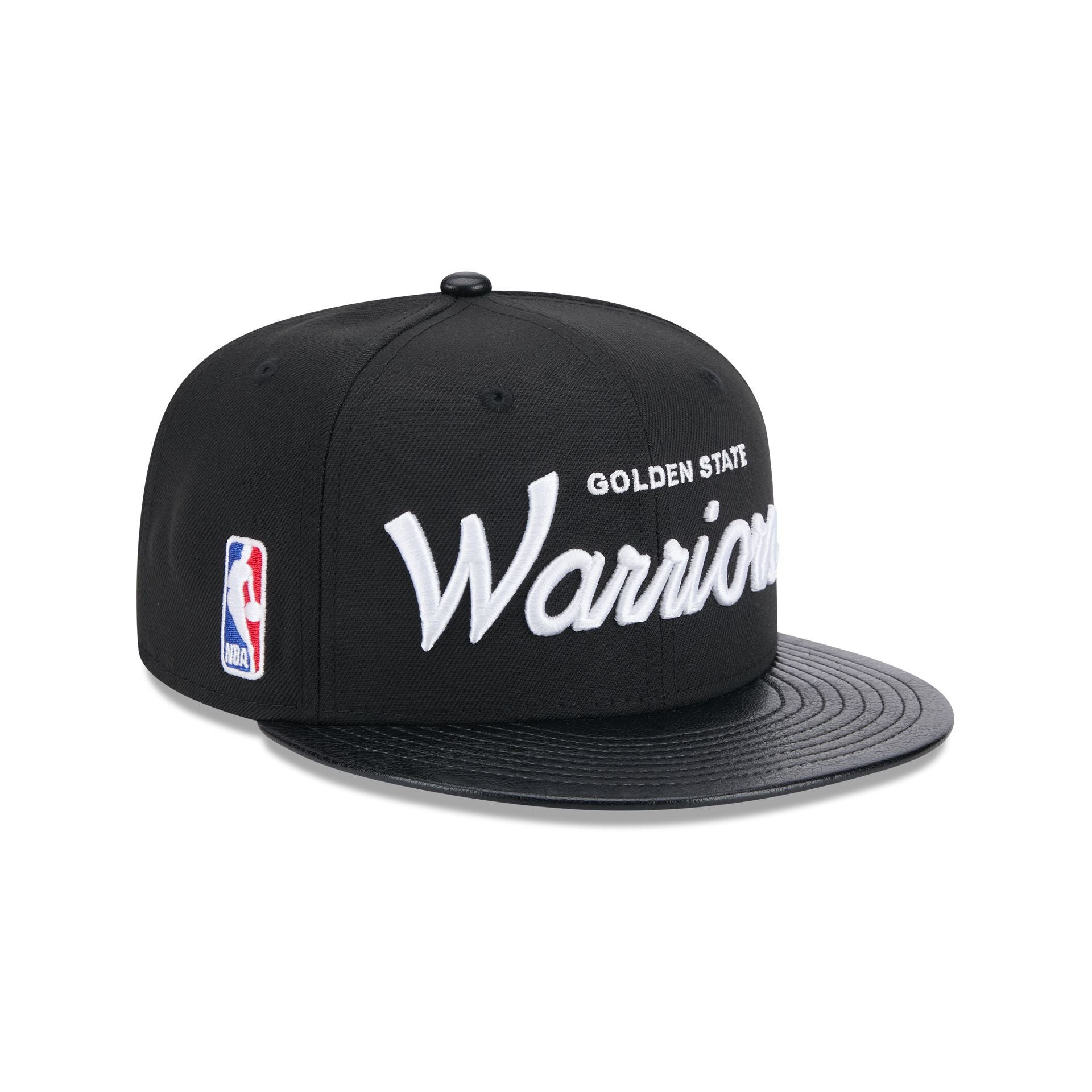 Golden State Warriors Faux Leather Visor 9FIFTY Snapback Hat – New 