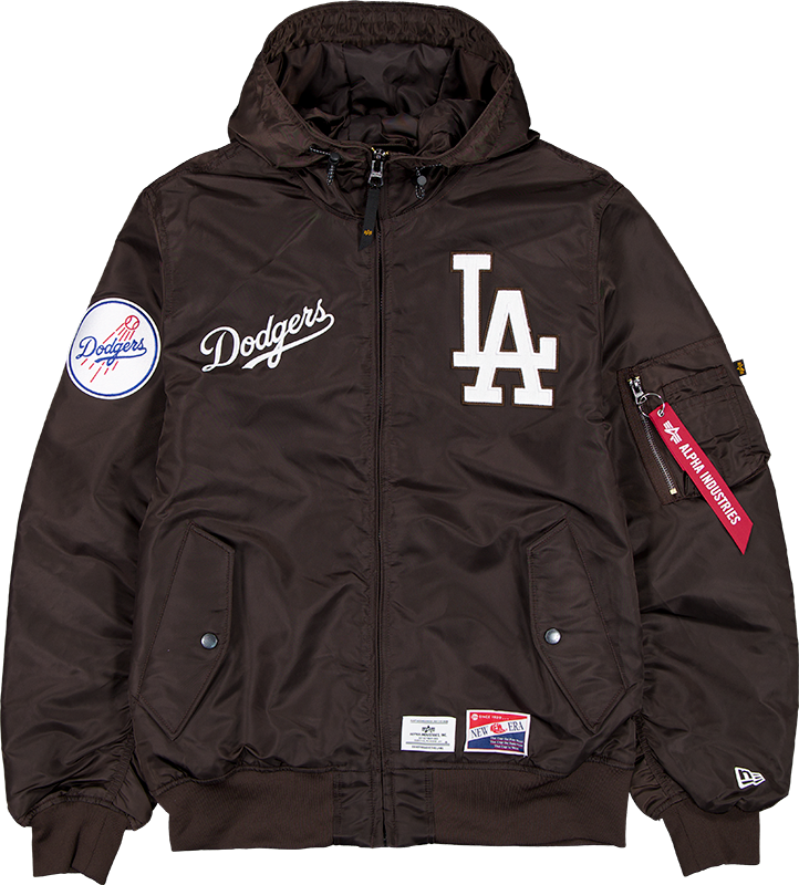 Alpha Industries x Los Angeles Dodgers L-2B Hooded Bomber Jacket Brown