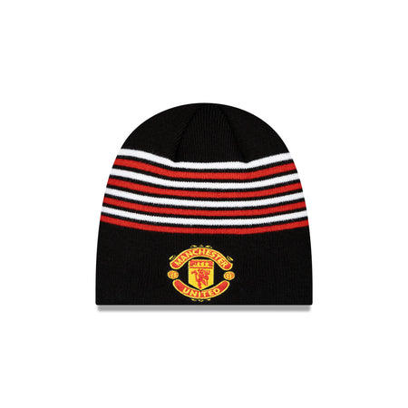 Manchester United Stripe Black Knit Beanie Hat