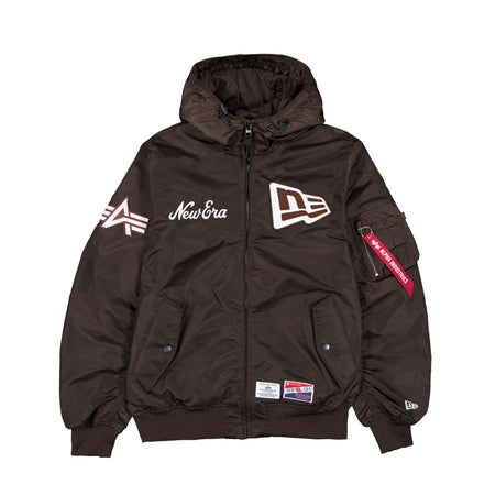 Alpha Industries x New Era Cap L-2B Hooded Bomber Brown Jacket