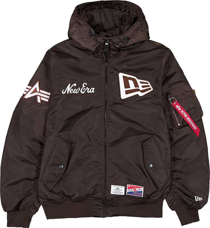 Alpha Industries x New Era Cap L-2B Hooded Bomber Brown Jacket