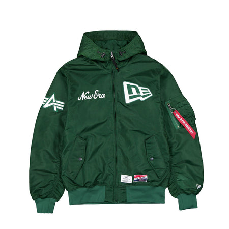 Alpha Industries x New Era Cap L-2B Hooded Bomber Green Jacket