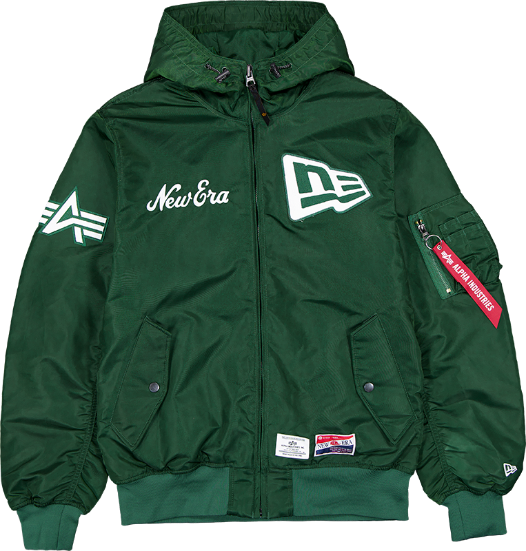 Alpha Industries x New Era Cap L-2B Hooded Bomber Green Jacket