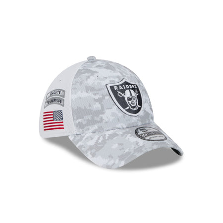 Las Vegas Raiders 2024 Salute to Service 39THIRTY Stretch Fit Hat