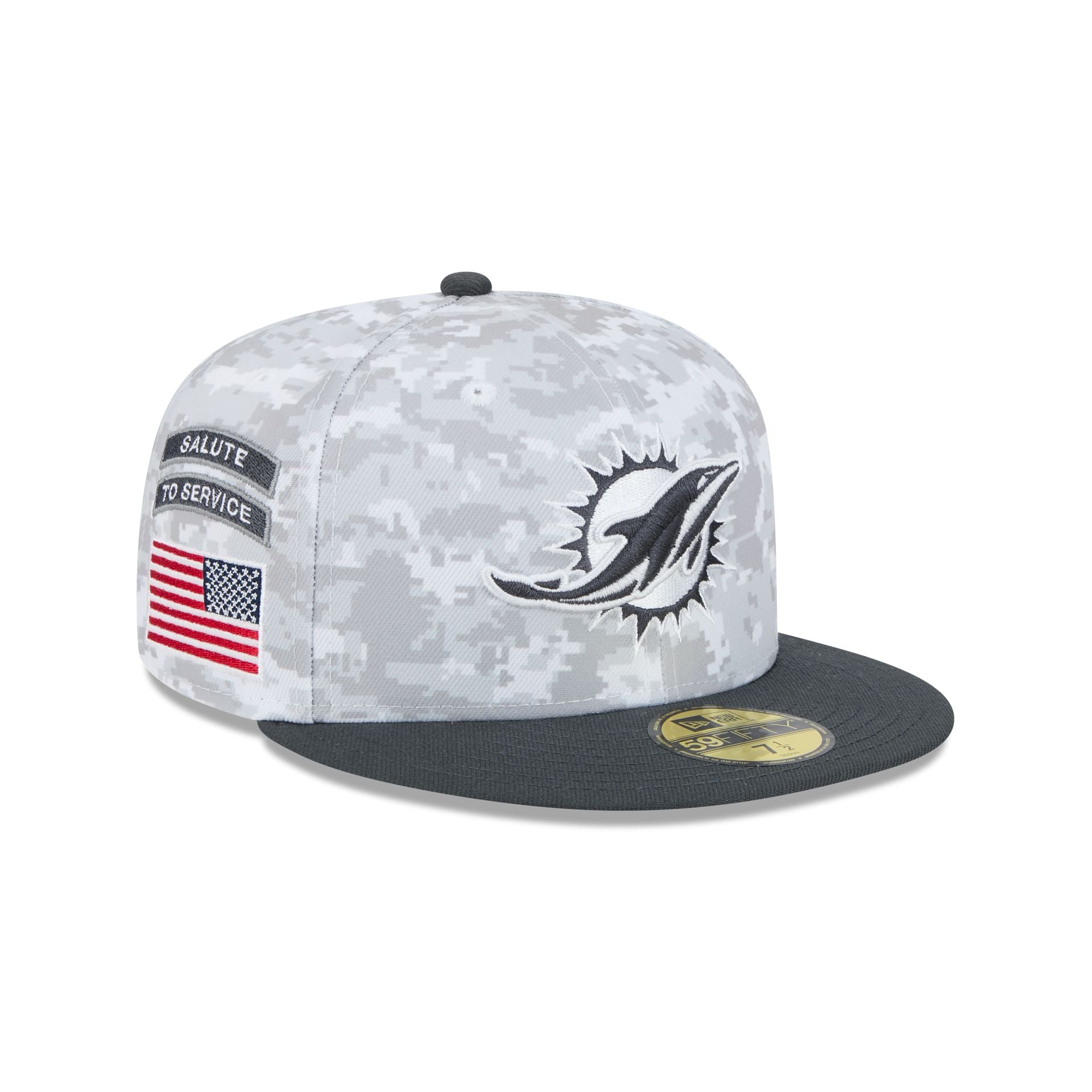 Miami Dolphins 2024 Salute to Service 59FIFTY Fitted Hat New Era Cap