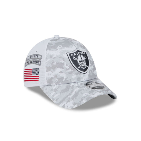 Las Vegas Raiders 2024 Salute to Service 9FORTY Stretch-Snap Hat