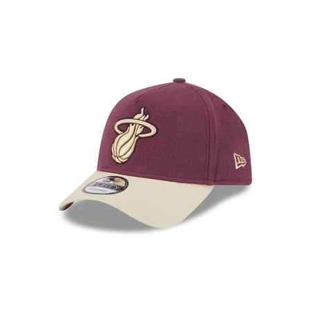 Miami Heat Moleskin Crown Maroon 9FORTY A-Frame Snapback Hat