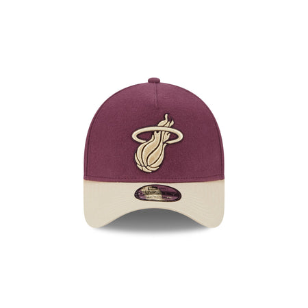 Miami Heat Moleskin Crown Maroon 9FORTY A-Frame Snapback Hat