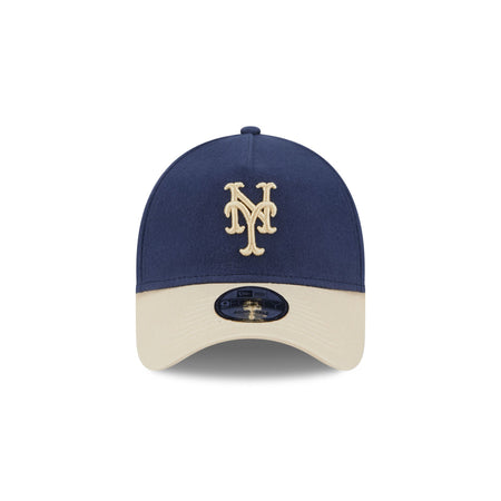 New York Mets Moleskin Crown Navy 9FORTY A-Frame Snapback Hat