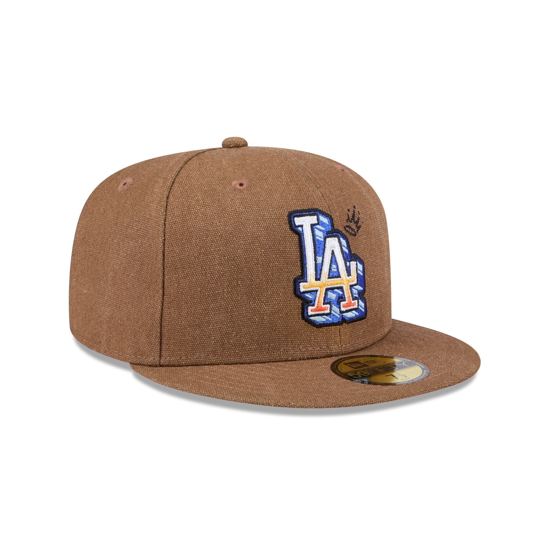 Los Angeles Dodgers Hat 7-1/2 New Era 59FIFTY Fitted Cap Brown Tan White LA NEW sale