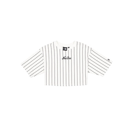 New Era Cap Women's Cropped Optic White Pinstripe T-Shirt