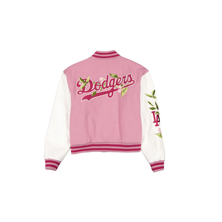 Los Angeles Dodgers Women's Cosmetic Pink Floral Varsity Jacket