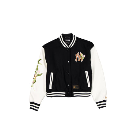 New York Yankees Women's Black Floral Varsity Jacket