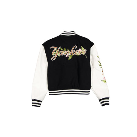 New York Yankees Women's Black Floral Varsity Jacket