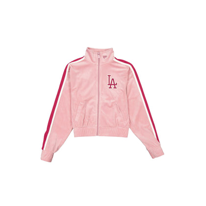 Los Angeles Dodgers Women's Cosmetic Pink Velour Track Jacket