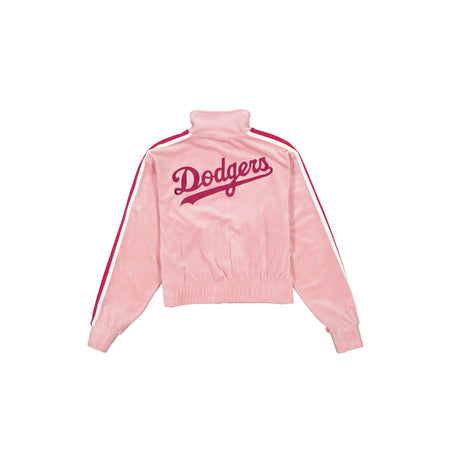 Los Angeles Dodgers Women's Cosmetic Pink Velour Track Jacket