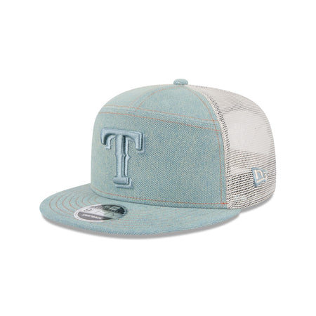 Texas Rangers Denim 9FIFTY Split Panel Trucker Hat