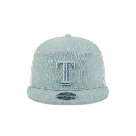 Texas Rangers Denim 9FIFTY Split Panel Trucker Hat