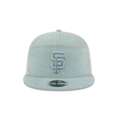 San Francisco Giants Denim 9FIFTY Split Panel Trucker Hat