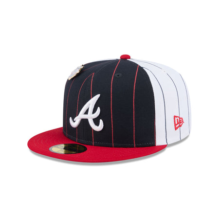 Atlanta Braves Pinstripe League Pin 59FIFTY Fitted Hat