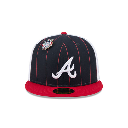 Atlanta Braves Pinstripe League Pin 59FIFTY Fitted Hat