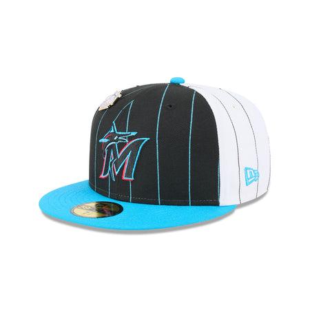 Miami Marlins Pinstripe League Pin 59FIFTY Fitted Hat