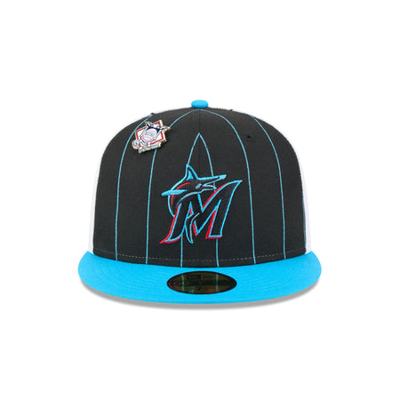 Miami Marlins Pinstripe League Pin 59FIFTY Fitted Hat