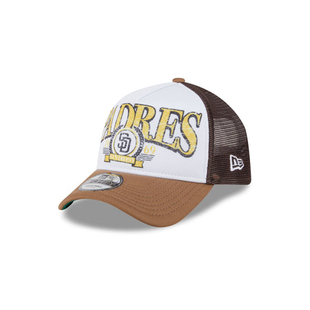 San Diego Padres Distressed 9FORTY A-Frame Trucker Hat