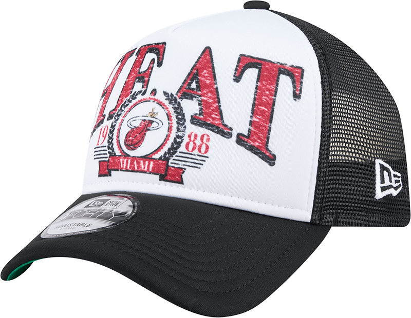 Miami Heat Distressed 9FORTY A-Frame Trucker Hat