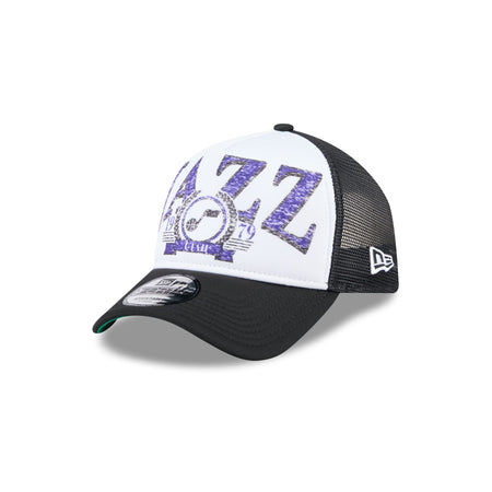 Utah Jazz Distressed 9FORTY A-Frame Trucker Hat